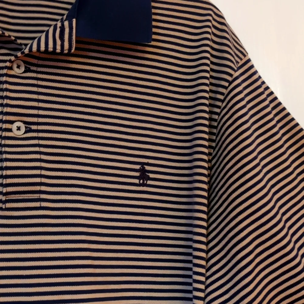 Ralph Lauren Polo Golf Pima Cotton Pique Shirt. Size Large. Khaki/Navy